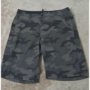 Da Hui Board Shorts Men Size 34 Camo Green Gray 11" Swim Surf Casual EUC